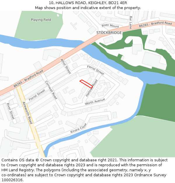 10, HALLOWS ROAD, KEIGHLEY, BD21 4ER: Location map and indicative extent of plot
