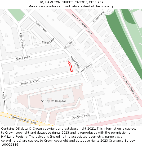 10, HAMILTON STREET, CARDIFF, CF11 9BP: Location map and indicative extent of plot