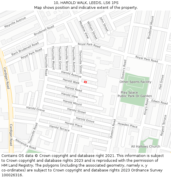 10, HAROLD WALK, LEEDS, LS6 1PS: Location map and indicative extent of plot