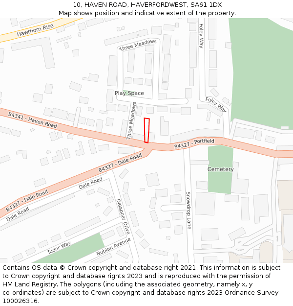 10, HAVEN ROAD, HAVERFORDWEST, SA61 1DX: Location map and indicative extent of plot