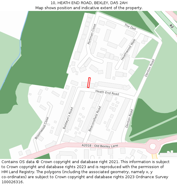 10, HEATH END ROAD, BEXLEY, DA5 2AH: Location map and indicative extent of plot