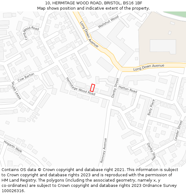 10, HERMITAGE WOOD ROAD, BRISTOL, BS16 1BF: Location map and indicative extent of plot