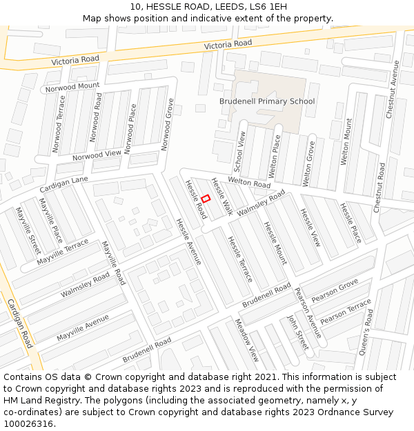 10, HESSLE ROAD, LEEDS, LS6 1EH: Location map and indicative extent of plot