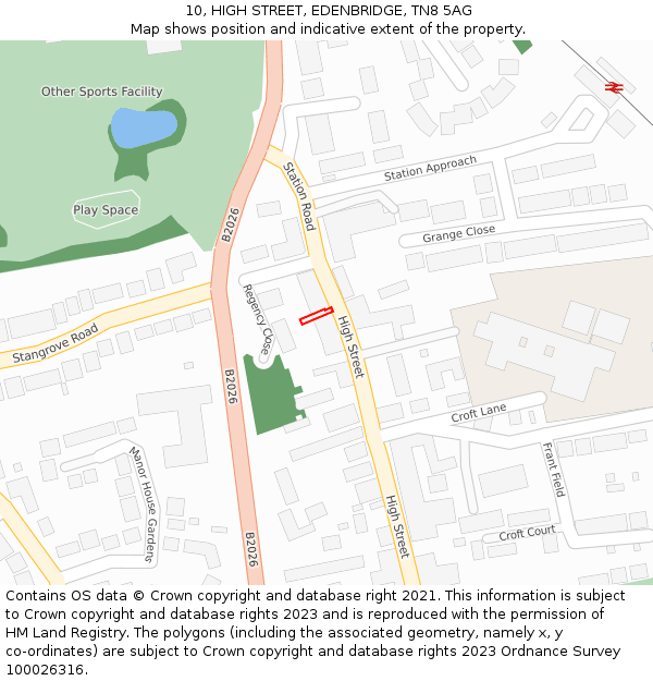 10, HIGH STREET, EDENBRIDGE, TN8 5AG: Location map and indicative extent of plot