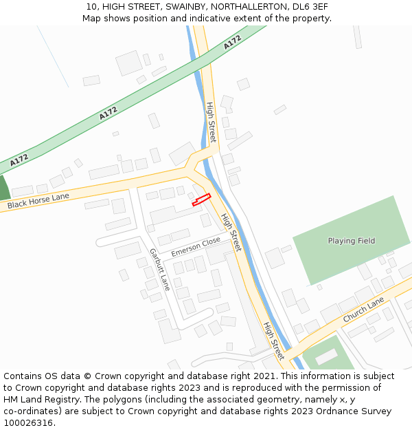 10, HIGH STREET, SWAINBY, NORTHALLERTON, DL6 3EF: Location map and indicative extent of plot