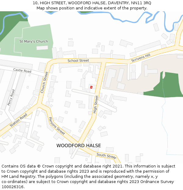10, HIGH STREET, WOODFORD HALSE, DAVENTRY, NN11 3RQ: Location map and indicative extent of plot