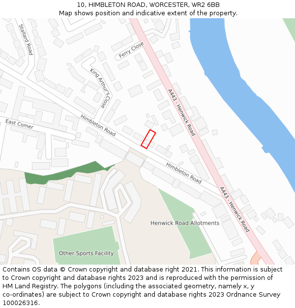10, HIMBLETON ROAD, WORCESTER, WR2 6BB: Location map and indicative extent of plot