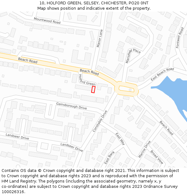 10, HOLFORD GREEN, SELSEY, CHICHESTER, PO20 0NT: Location map and indicative extent of plot