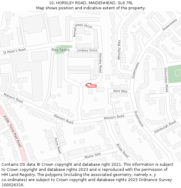 10, HORSLEY ROAD, MAIDENHEAD, SL6 7RL: Location map and indicative extent of plot