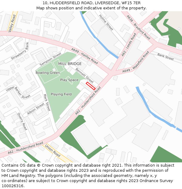 10, HUDDERSFIELD ROAD, LIVERSEDGE, WF15 7ER: Location map and indicative extent of plot