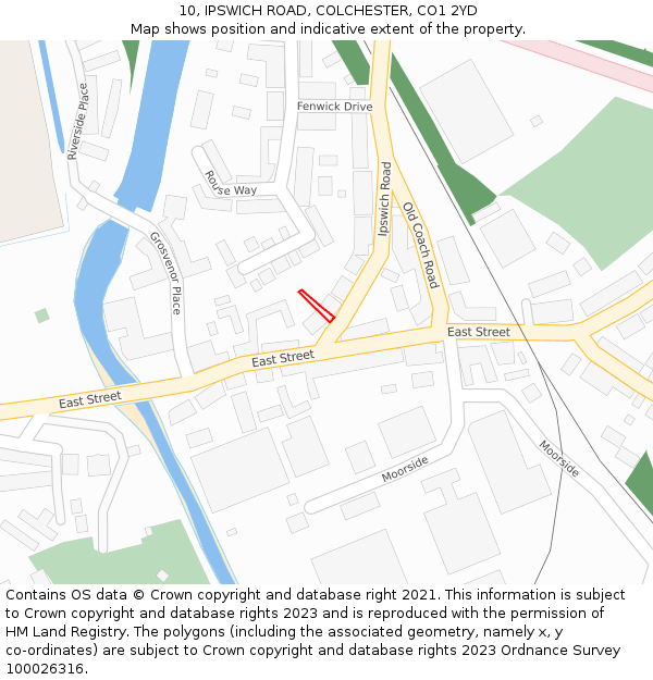 10, IPSWICH ROAD, COLCHESTER, CO1 2YD: Location map and indicative extent of plot