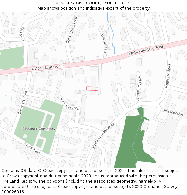 10, KENTSTONE COURT, RYDE, PO33 3DF: Location map and indicative extent of plot