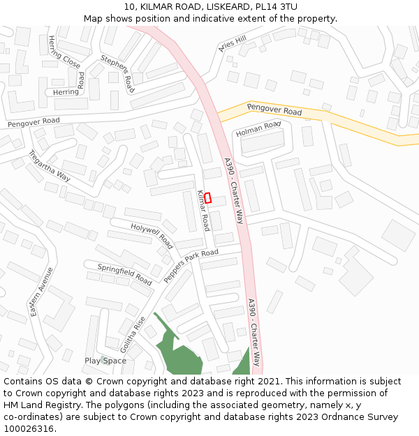 10, KILMAR ROAD, LISKEARD, PL14 3TU: Location map and indicative extent of plot