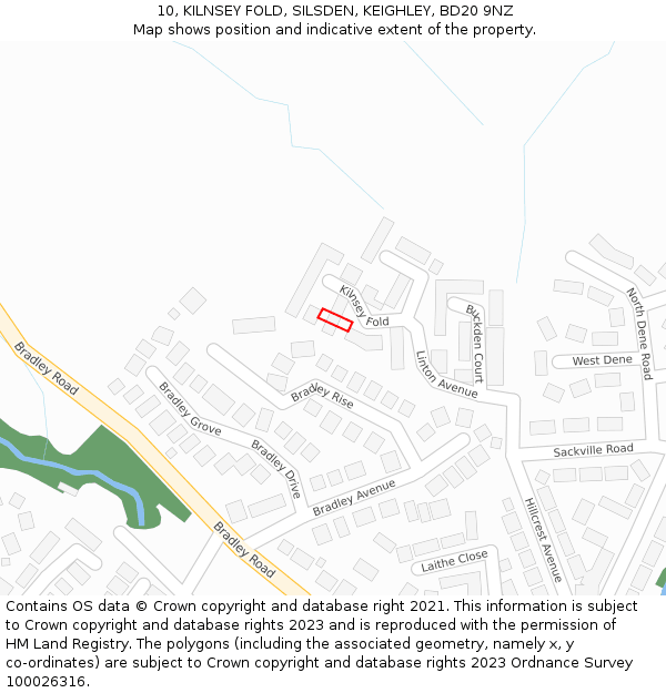 10, KILNSEY FOLD, SILSDEN, KEIGHLEY, BD20 9NZ: Location map and indicative extent of plot