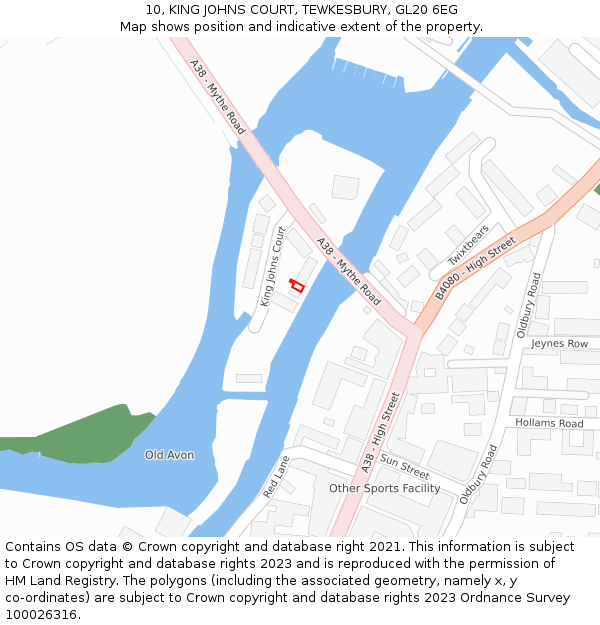 10, KING JOHNS COURT, TEWKESBURY, GL20 6EG: Location map and indicative extent of plot