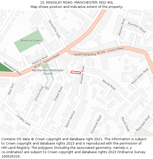 10, KINGSLEY ROAD, MANCHESTER, M22 4NL: Location map and indicative extent of plot