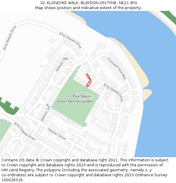 10, KLONDYKE WALK, BLAYDON-ON-TYNE, NE21 4FG: Location map and indicative extent of plot