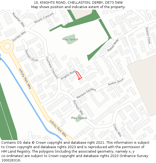 10, KNIGHTS ROAD, CHELLASTON, DERBY, DE73 5WW: Location map and indicative extent of plot