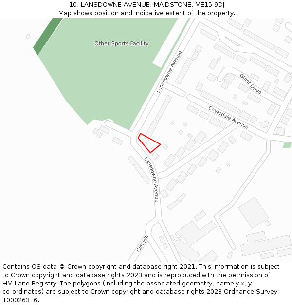 10, LANSDOWNE AVENUE, MAIDSTONE, ME15 9DJ: Location map and indicative extent of plot