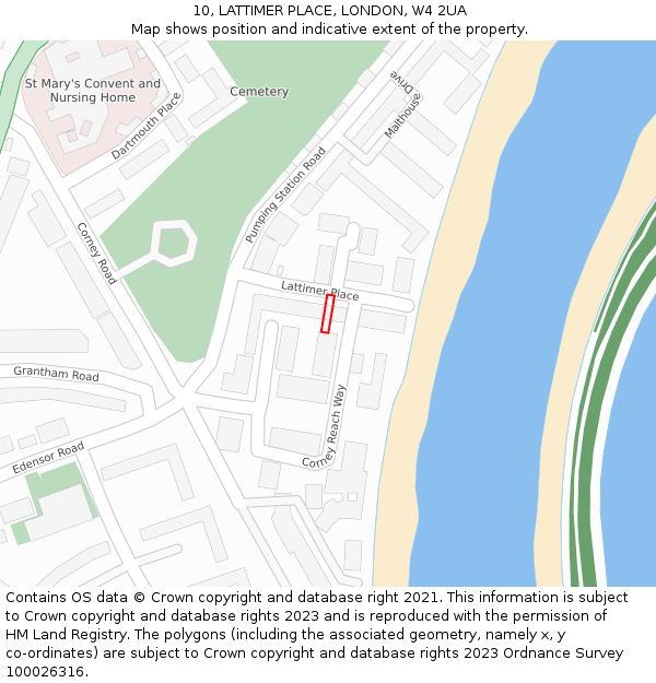 10, LATTIMER PLACE, LONDON, W4 2UA: Location map and indicative extent of plot