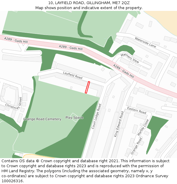 10, LAYFIELD ROAD, GILLINGHAM, ME7 2QZ: Location map and indicative extent of plot
