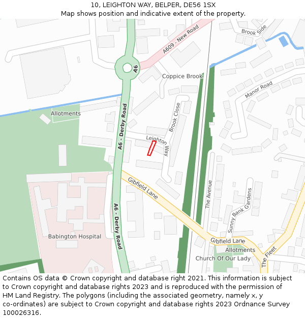 10, LEIGHTON WAY, BELPER, DE56 1SX: Location map and indicative extent of plot