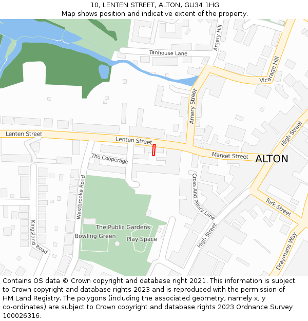 10, LENTEN STREET, ALTON, GU34 1HG: Location map and indicative extent of plot