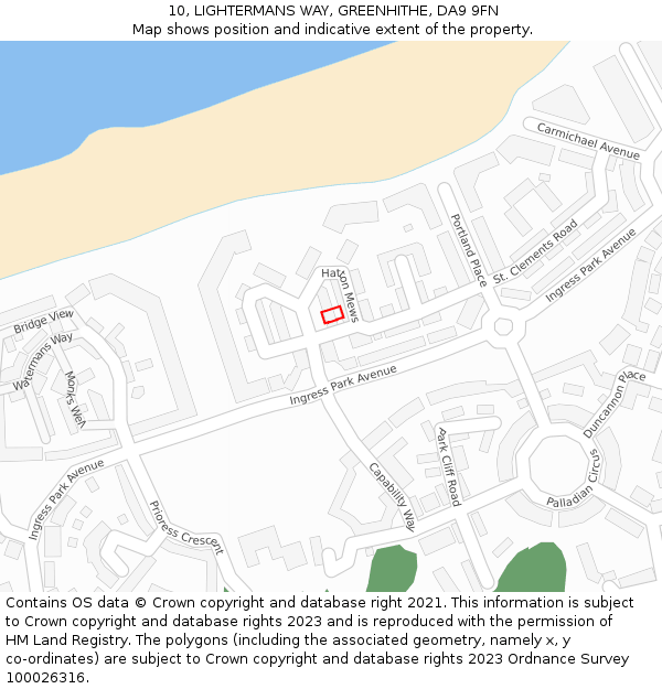 10, LIGHTERMANS WAY, GREENHITHE, DA9 9FN: Location map and indicative extent of plot