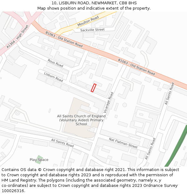 10, LISBURN ROAD, NEWMARKET, CB8 8HS: Location map and indicative extent of plot