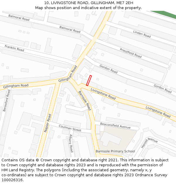 10, LIVINGSTONE ROAD, GILLINGHAM, ME7 2EH: Location map and indicative extent of plot