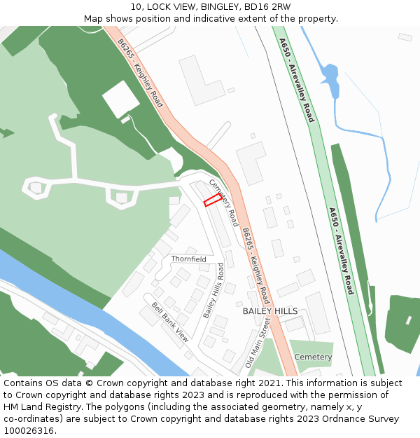 10, LOCK VIEW, BINGLEY, BD16 2RW: Location map and indicative extent of plot