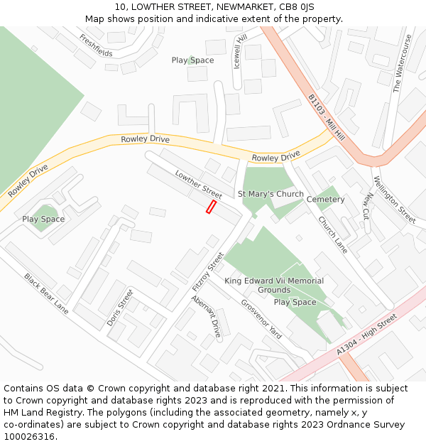 10, LOWTHER STREET, NEWMARKET, CB8 0JS: Location map and indicative extent of plot