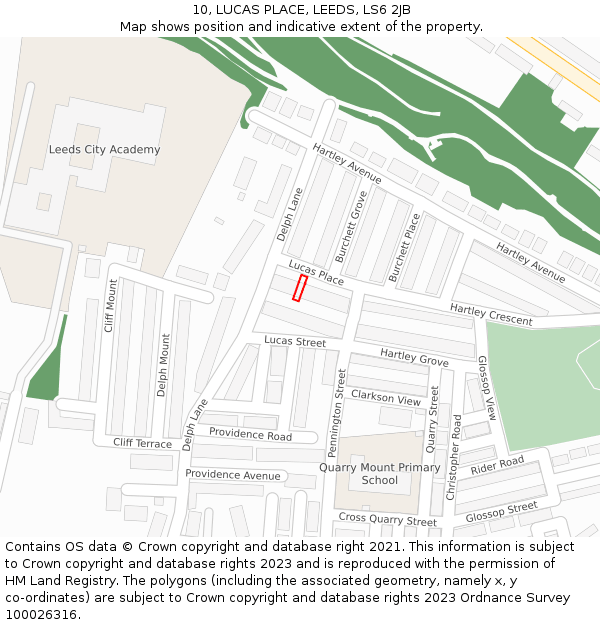 10, LUCAS PLACE, LEEDS, LS6 2JB: Location map and indicative extent of plot