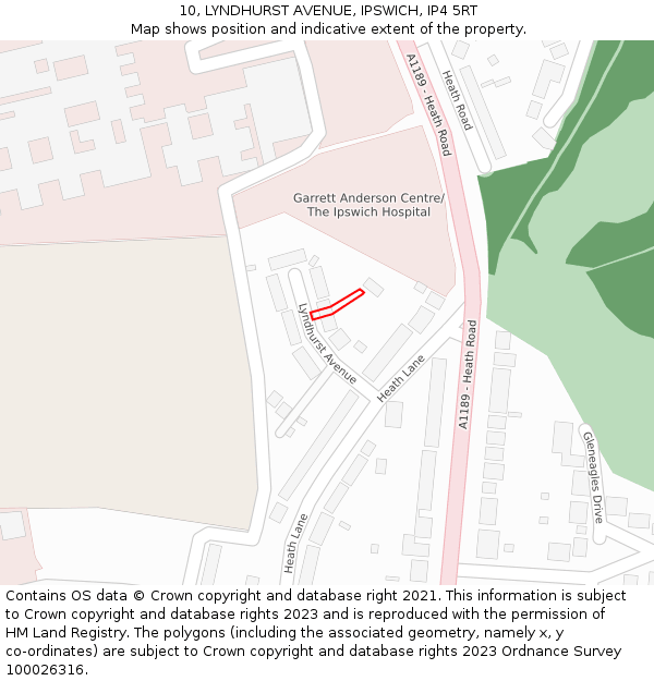 10, LYNDHURST AVENUE, IPSWICH, IP4 5RT: Location map and indicative extent of plot