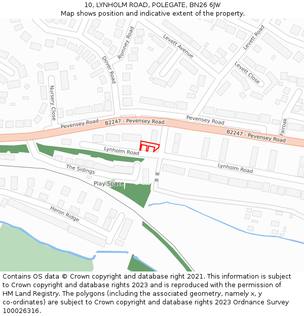 10, LYNHOLM ROAD, POLEGATE, BN26 6JW: Location map and indicative extent of plot