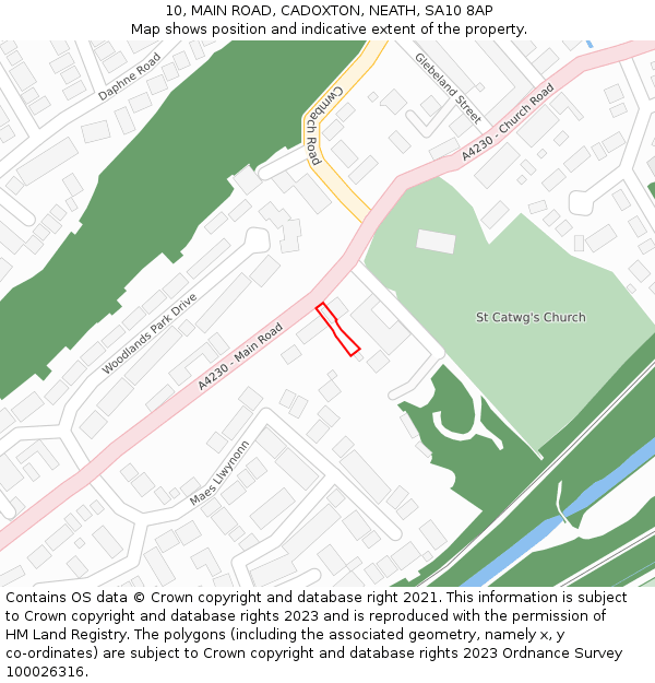 10, MAIN ROAD, CADOXTON, NEATH, SA10 8AP: Location map and indicative extent of plot