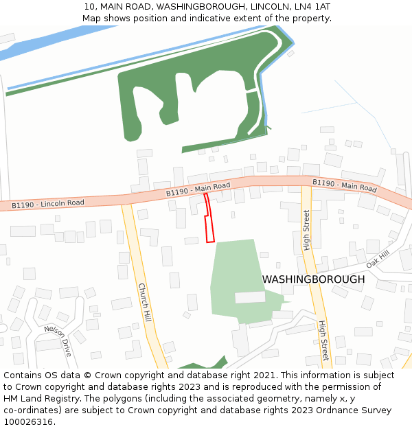 10, MAIN ROAD, WASHINGBOROUGH, LINCOLN, LN4 1AT: Location map and indicative extent of plot