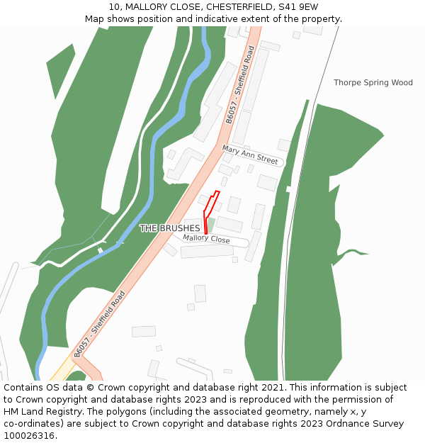 10, MALLORY CLOSE, CHESTERFIELD, S41 9EW: Location map and indicative extent of plot