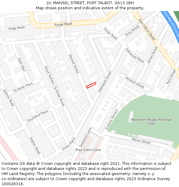 10, MANSEL STREET, PORT TALBOT, SA13 1BH: Location map and indicative extent of plot
