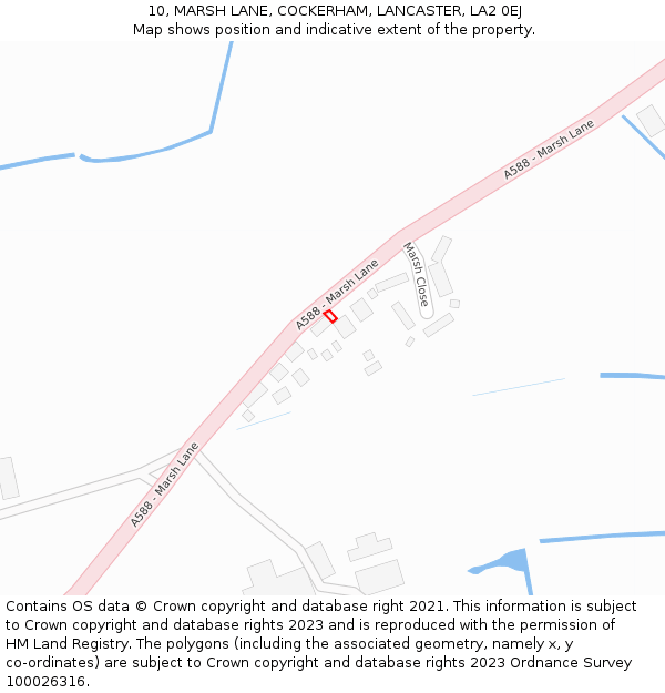 10, MARSH LANE, COCKERHAM, LANCASTER, LA2 0EJ: Location map and indicative extent of plot