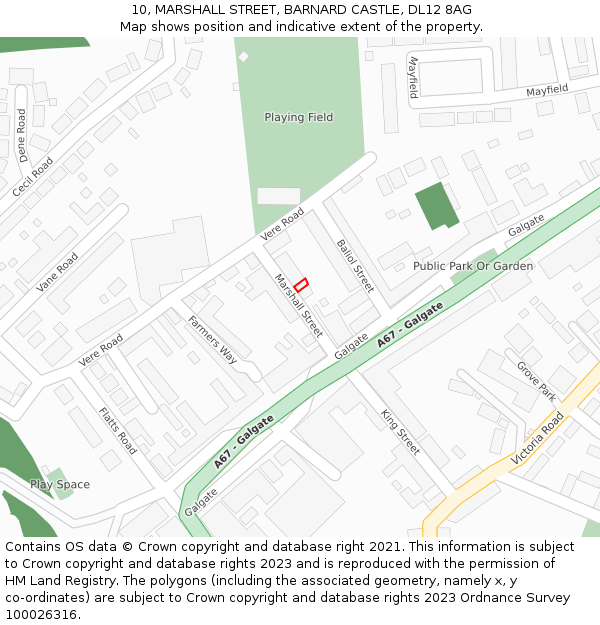 10, MARSHALL STREET, BARNARD CASTLE, DL12 8AG: Location map and indicative extent of plot