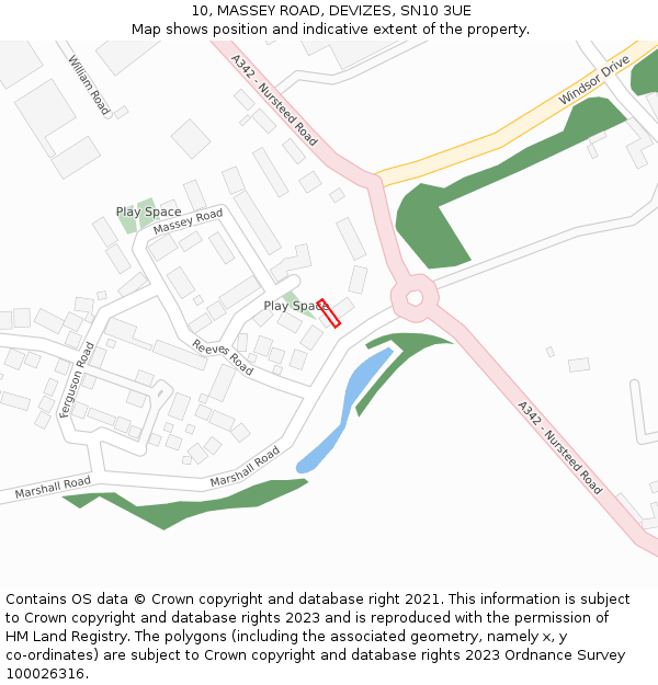 10, MASSEY ROAD, DEVIZES, SN10 3UE: Location map and indicative extent of plot