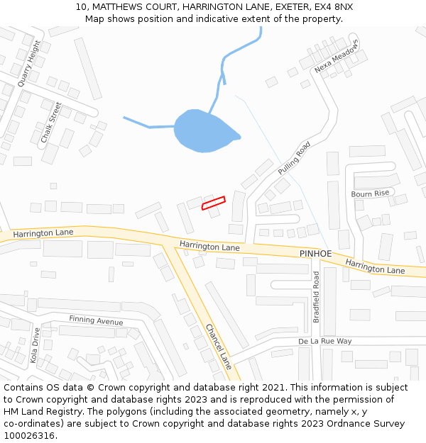 10, MATTHEWS COURT, HARRINGTON LANE, EXETER, EX4 8NX: Location map and indicative extent of plot