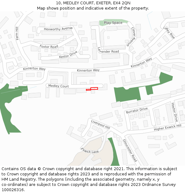 10, MEDLEY COURT, EXETER, EX4 2QN: Location map and indicative extent of plot