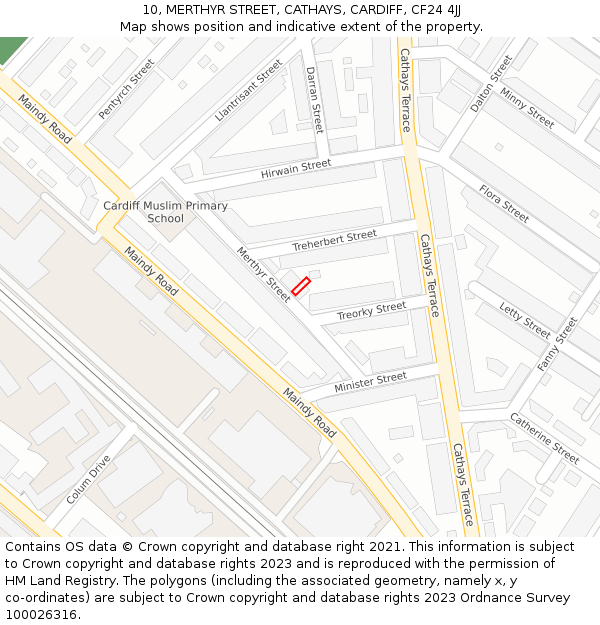 10, MERTHYR STREET, CATHAYS, CARDIFF, CF24 4JJ: Location map and indicative extent of plot