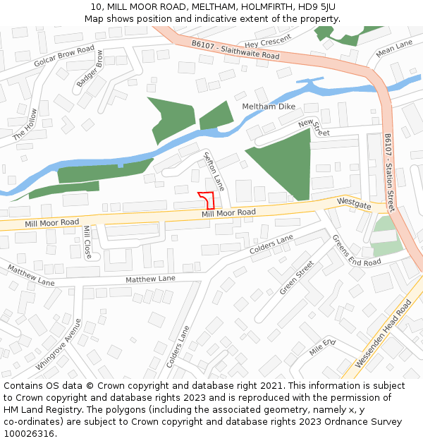 10, MILL MOOR ROAD, MELTHAM, HOLMFIRTH, HD9 5JU: Location map and indicative extent of plot