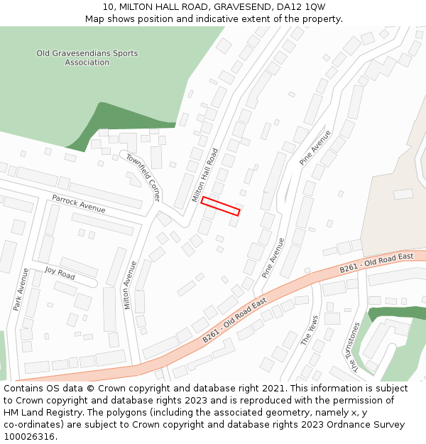 10, MILTON HALL ROAD, GRAVESEND, DA12 1QW: Location map and indicative extent of plot