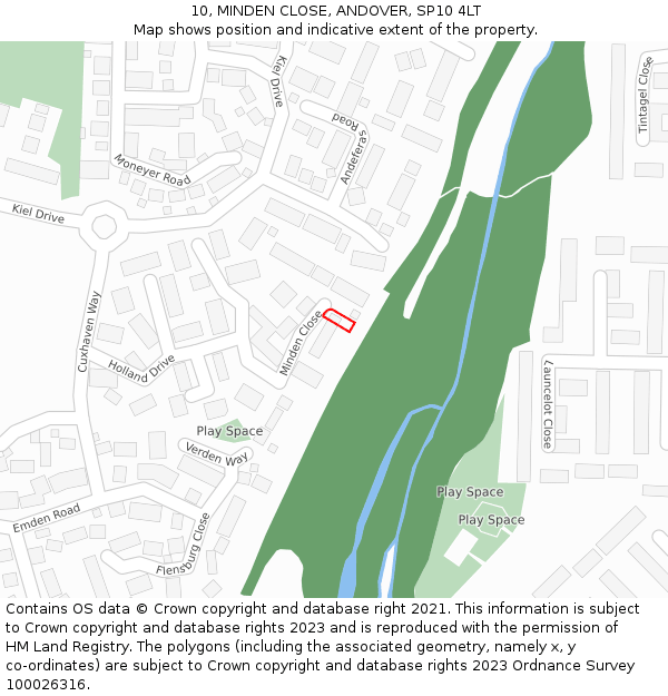 10, MINDEN CLOSE, ANDOVER, SP10 4LT: Location map and indicative extent of plot