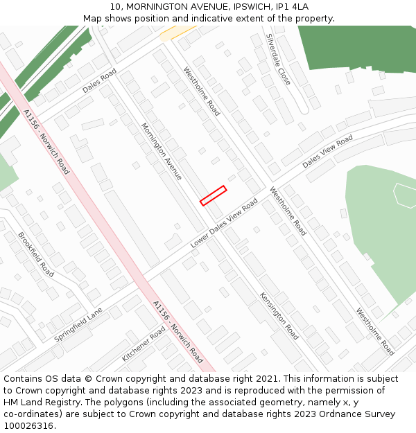 10, MORNINGTON AVENUE, IPSWICH, IP1 4LA: Location map and indicative extent of plot