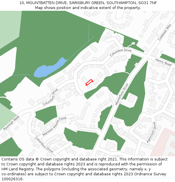 10, MOUNTBATTEN DRIVE, SARISBURY GREEN, SOUTHAMPTON, SO31 7NF: Location map and indicative extent of plot